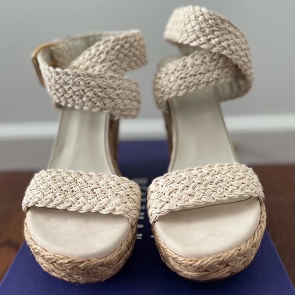 Stuart Weitzman - Alex - Ivory Crochet - Wedge Sandals - 5.5 - Picture 3 of 5